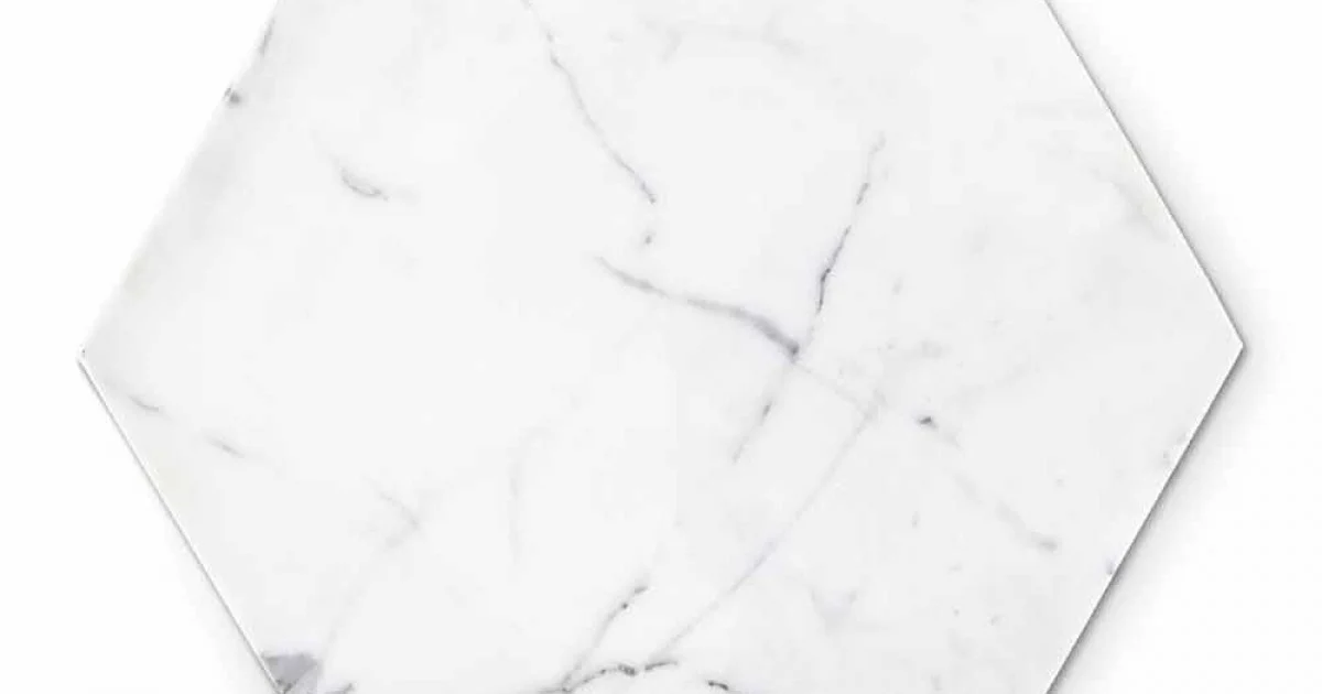 Piatto Esagonale di Design in Marmo Bianco di Carrara Made in Italy - Sintia