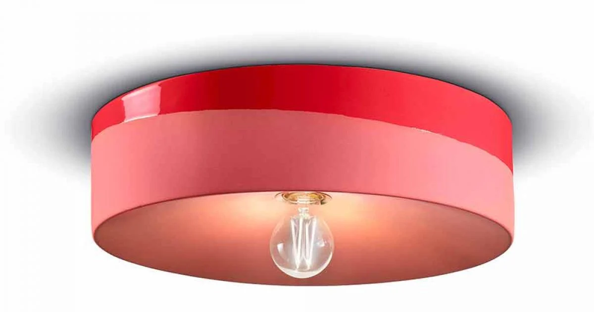 Plafoniera a Soffitto Circolare in Ceramica Colorata Made in Italy – Ferroluce Pi