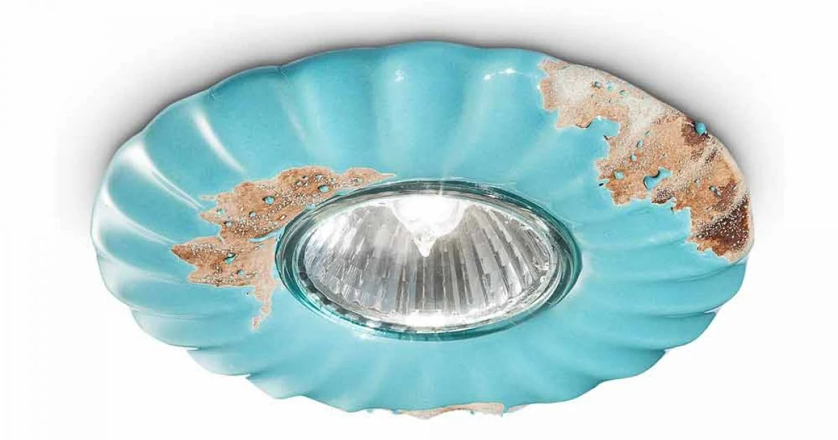 Plafoniera a soffitto tonda in ceramica artigianale Cindy Ferroluce