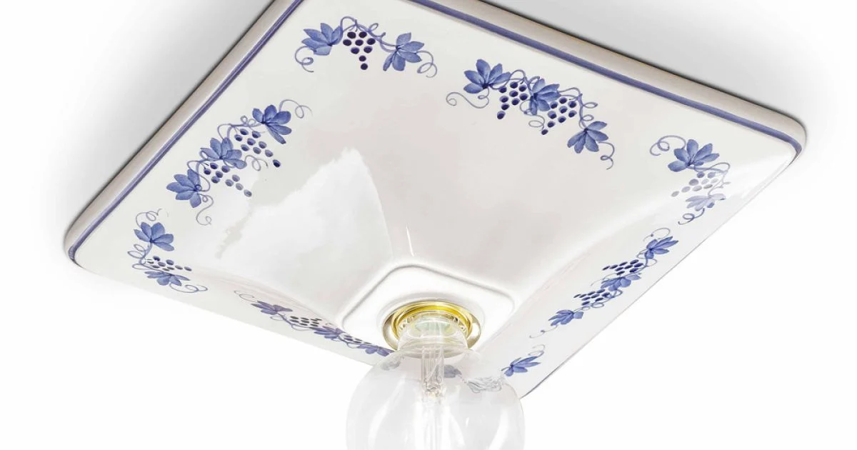 Plafoniera da soffitto in ceramica decorata Ferroluce Trieste
