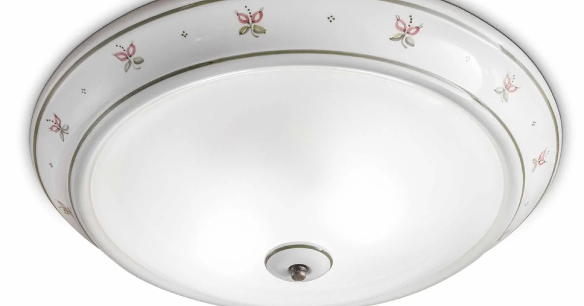 Plafoniera da soffitto tonda in ceramica decorata Ferroluce
