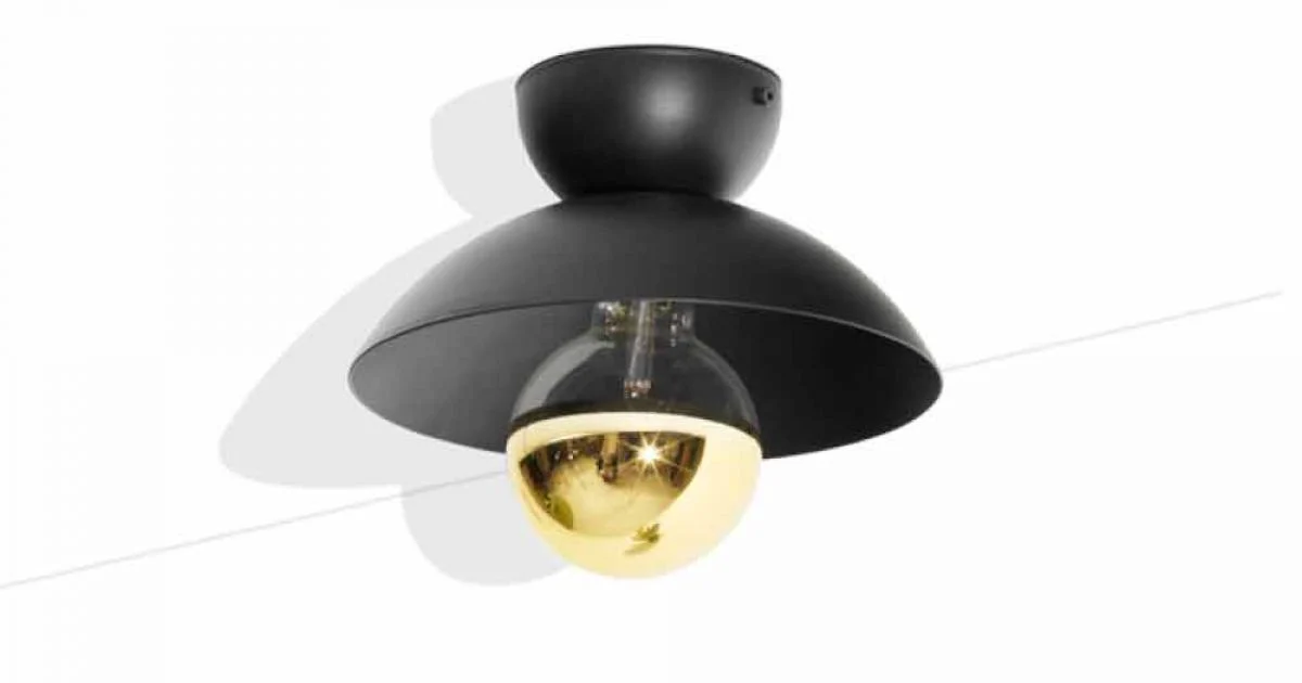 Plafoniera Design in Metallo con Dettaglio in Finitura Oro Made in Italy - Valta