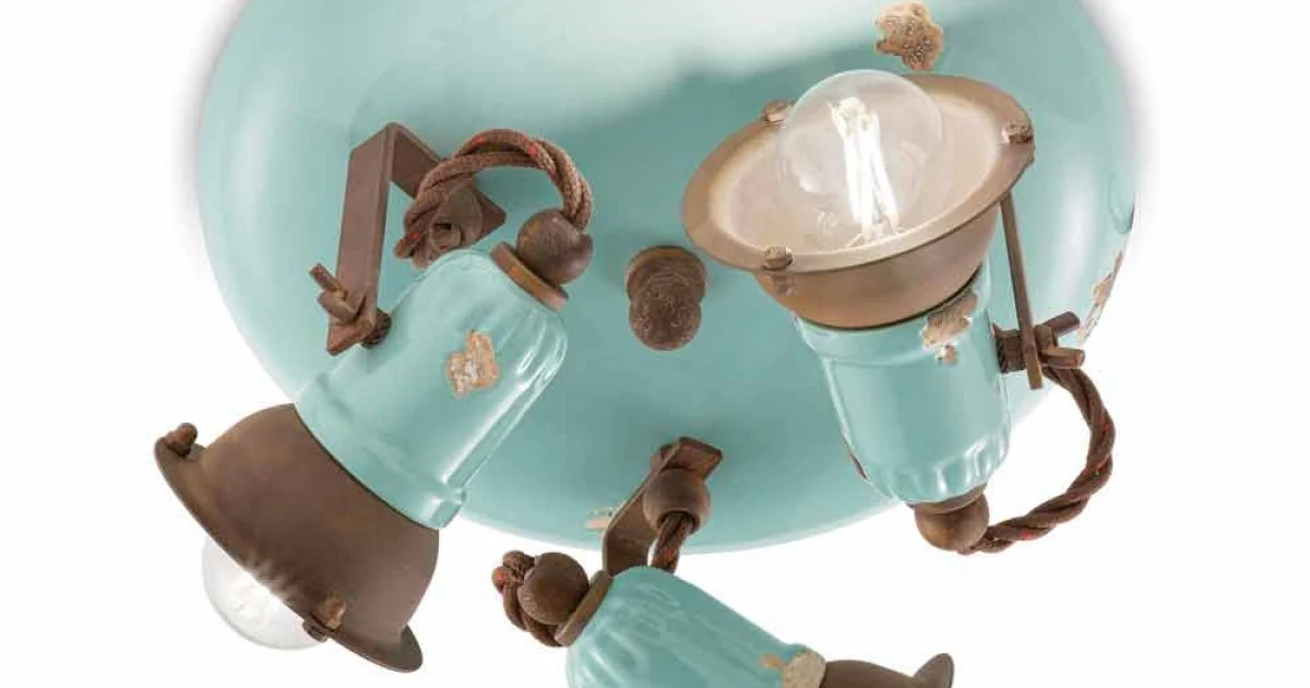 Plafoniera di design a tre faretti stile industriale Allison Ferroluce