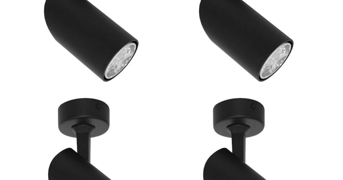 Plafoniera Faretto Orientabile in Alluminio Bianco o Nero 4 Pezzi - Lazzaro