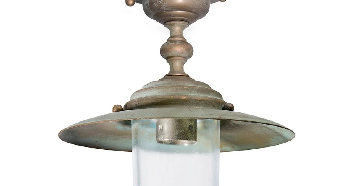 Plafoniera in Ottone Vintage da Esterno, Vetro Trasparente IP44 - Elfico