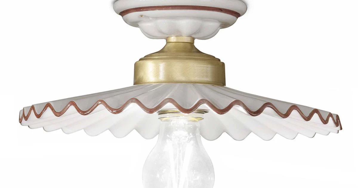 Plafoniera rustica da soffitto in ceramica Ferroluce L'Aquila