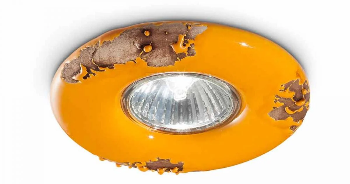 Plafoniera tonda vintage in ceramica artigianale Paula Ferroluce