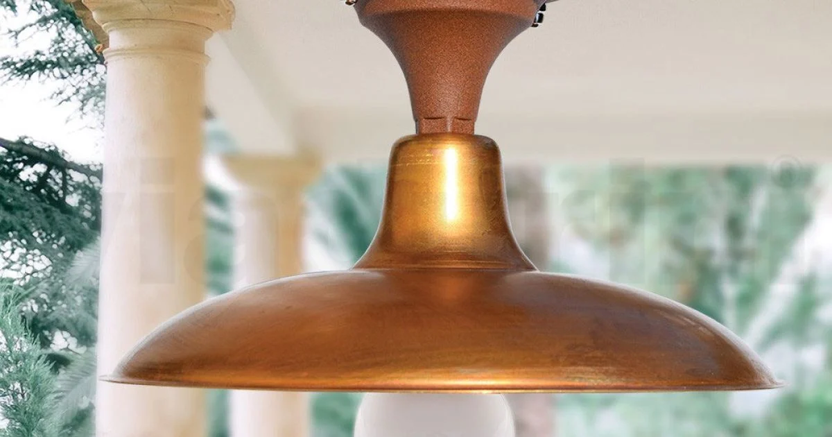 Plafoniera Vintage da Esterno in Alluminio e Ottone Made in Italy - Adela