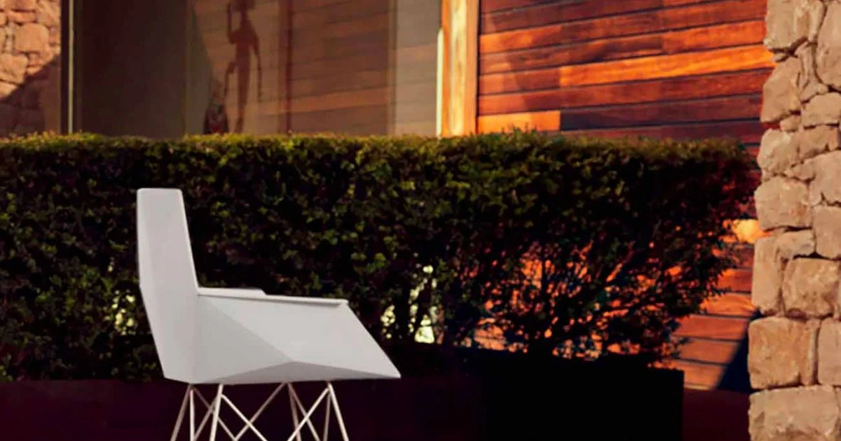 Poltrona da giardino di design Faz Vondom,polipropilene e acciaio inox, 4 pezzi