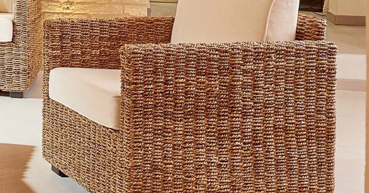 Poltrona da Giardino in Abaca Naturale con Cuscini – Raziel