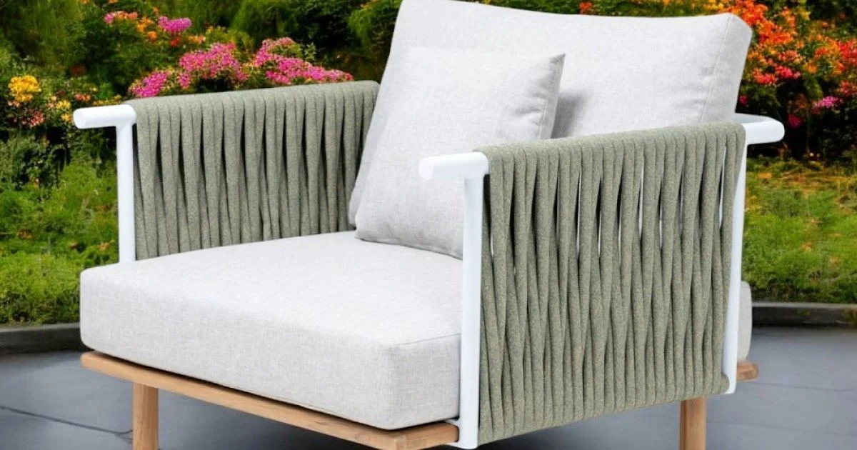 Poltrona da Giardino in Teak, Intreccio in Corda e Cuscini - Bellatrix