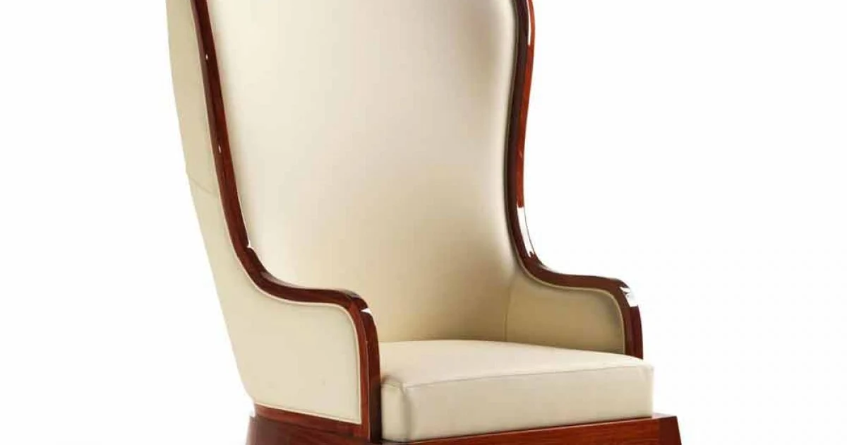 Poltrona da salotto in pelle decorazione laser, made in Italy, Eli