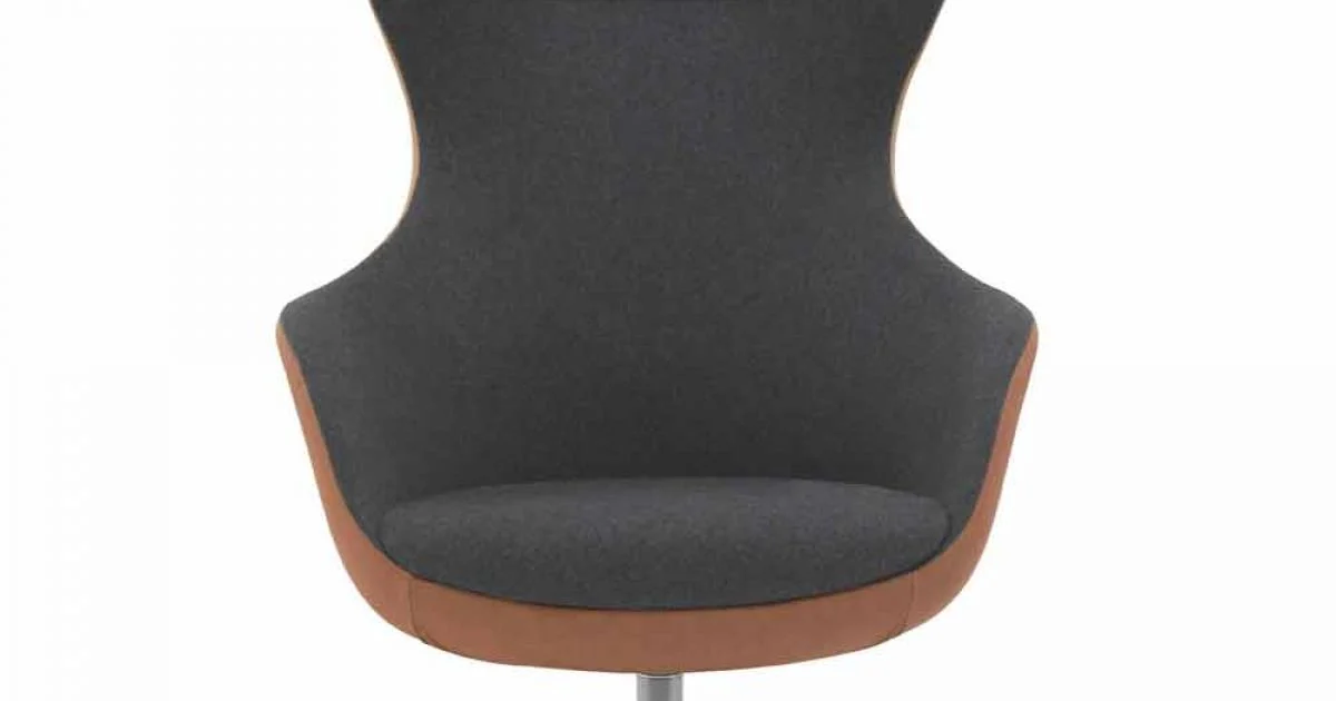 Poltrona da Soggiorno Girevole in Pelle e Tessuto Made in Italy - Butterfly