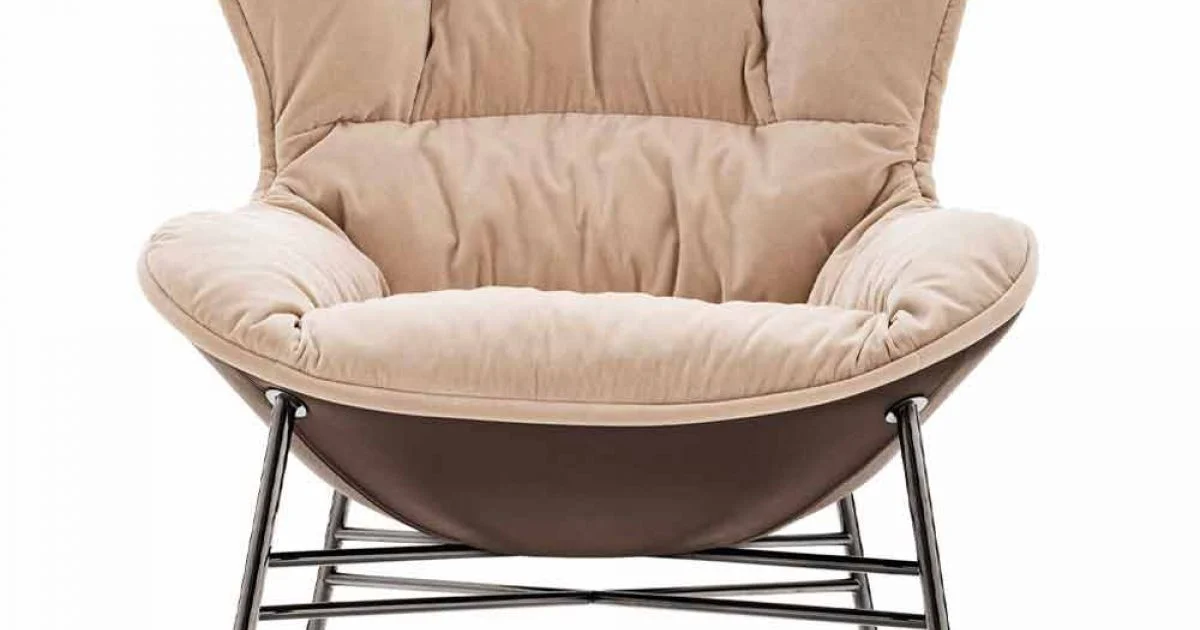 Poltrona da Soggiorno in Pelle e Tessuto con Base Cromata Made in Italy - Litchi