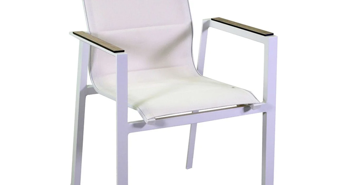 Poltrona in Alluminio e Textilene con Inserto nei Braccioli in HPL - Righello