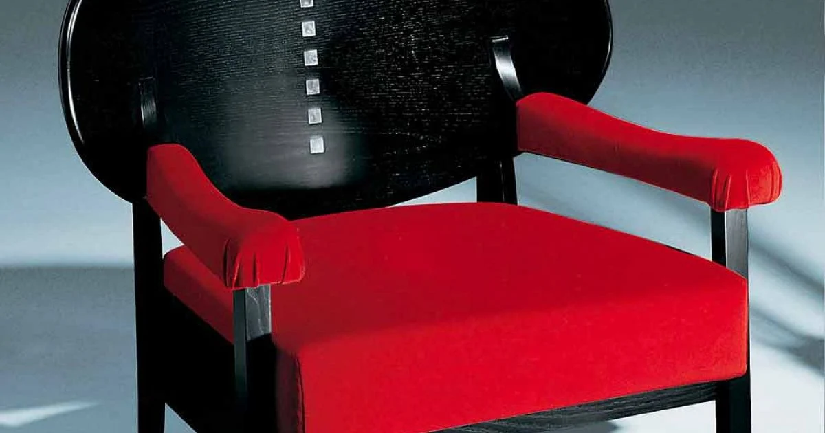 Poltrona in Frassino Tinto Nero con Rivestimento in Cotone Made in Italy - Peleo