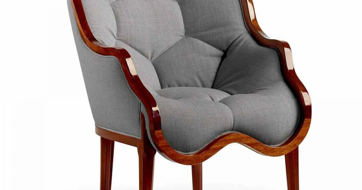 Poltrona in tessuto e legno massello di design, made in Italy, Begga