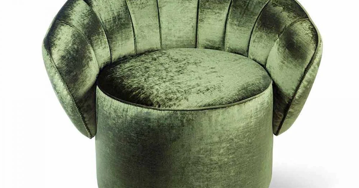 Poltrona moderna di design rivestita in tessuto Belle