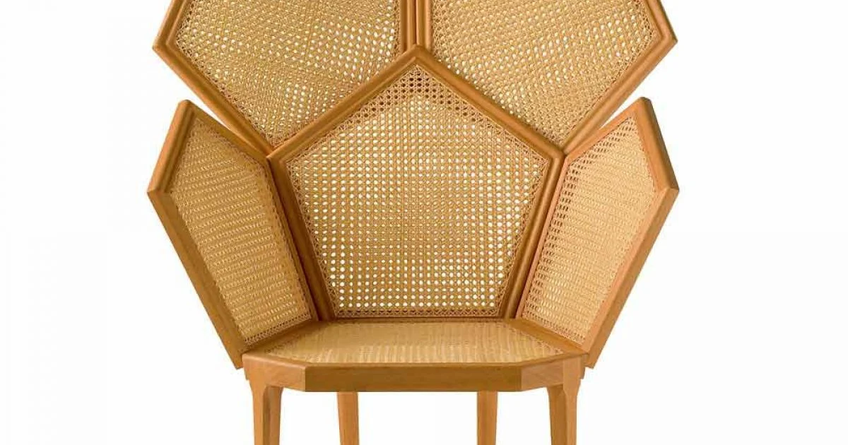 Poltrona pentagonale da salotto design classico, L103xP72cm, Pole