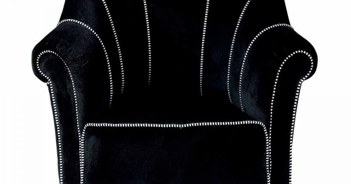 Poltrona Salotto in Velluto Nero con Cuciture a Contrasto Made in Italy - Caster
