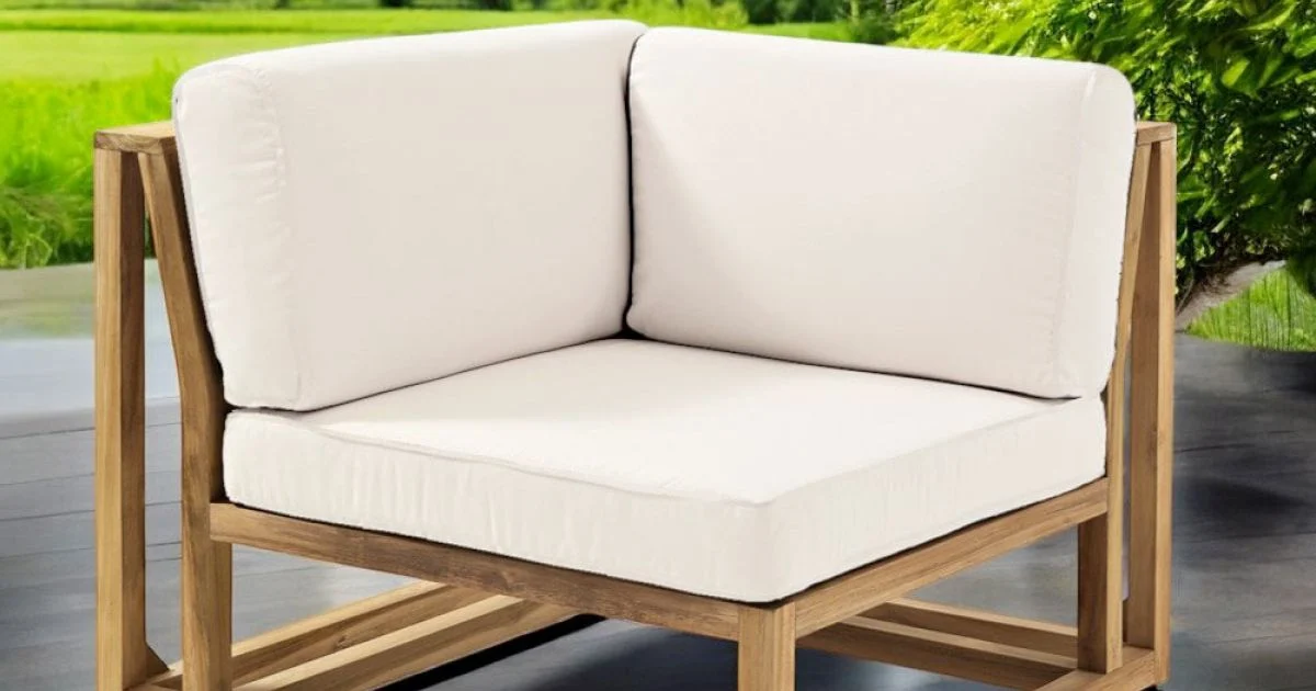 Poltroncina Angolare da Esterno in Teak Naturale e Cuscini - Circe
