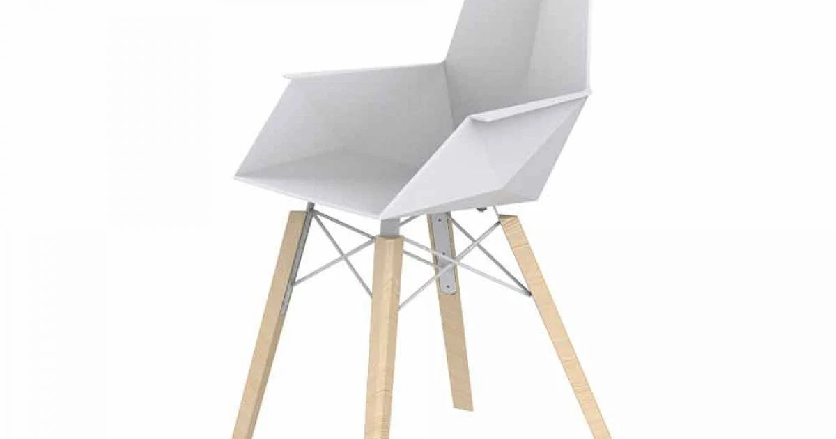Poltroncina da Soggiorno di Design in Polipropilene e Legno - Faz Wood by Vondom