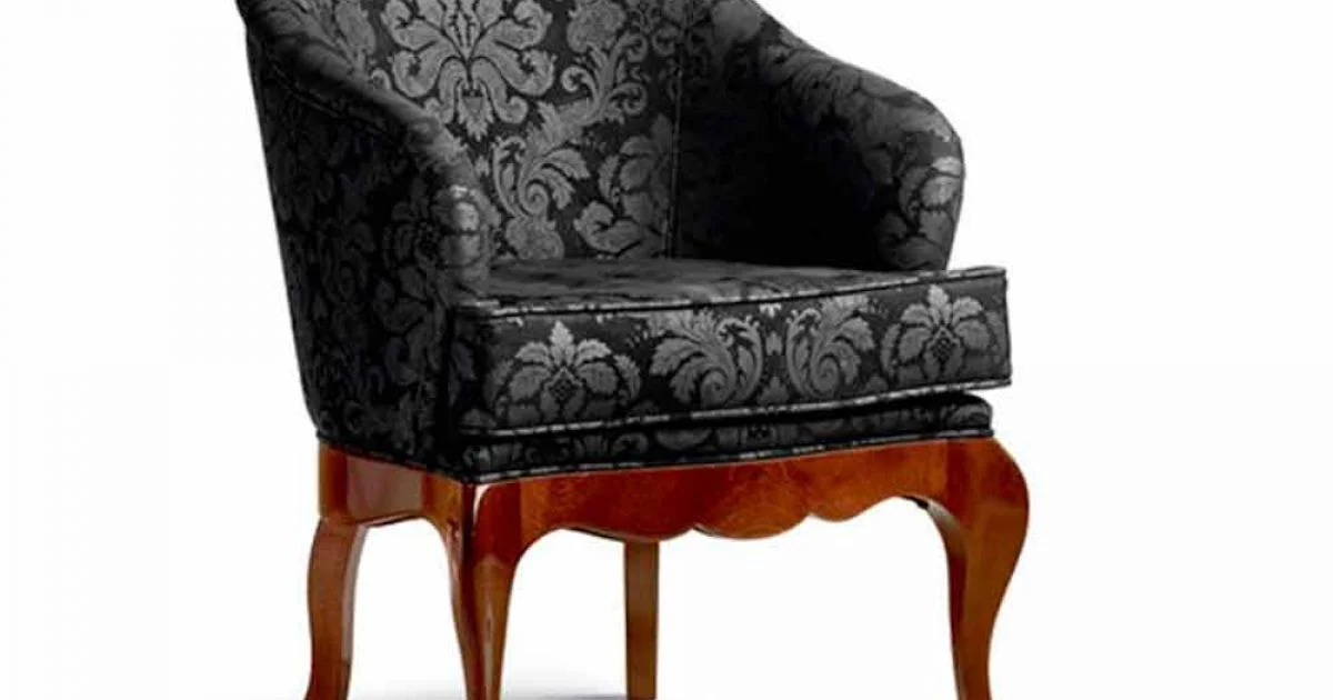 Poltroncina imbottita in legno massello e pelle, made in Italy, Tita