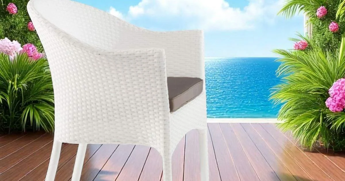 Poltroncina Impilabile in Alluminio Rivestita Wicker Bianco - Bruma
