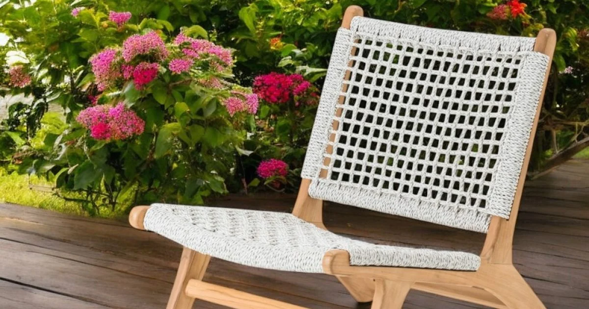 Poltroncina Relax da Esterno in Teak ed Intreccio in Corda - Arjuna