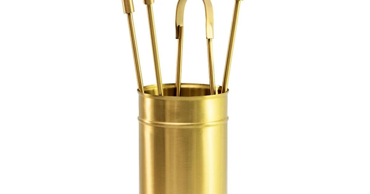 Porta Attrezzi da Camino in Ottone 4 Pezzi Made in Italy - Giraffa