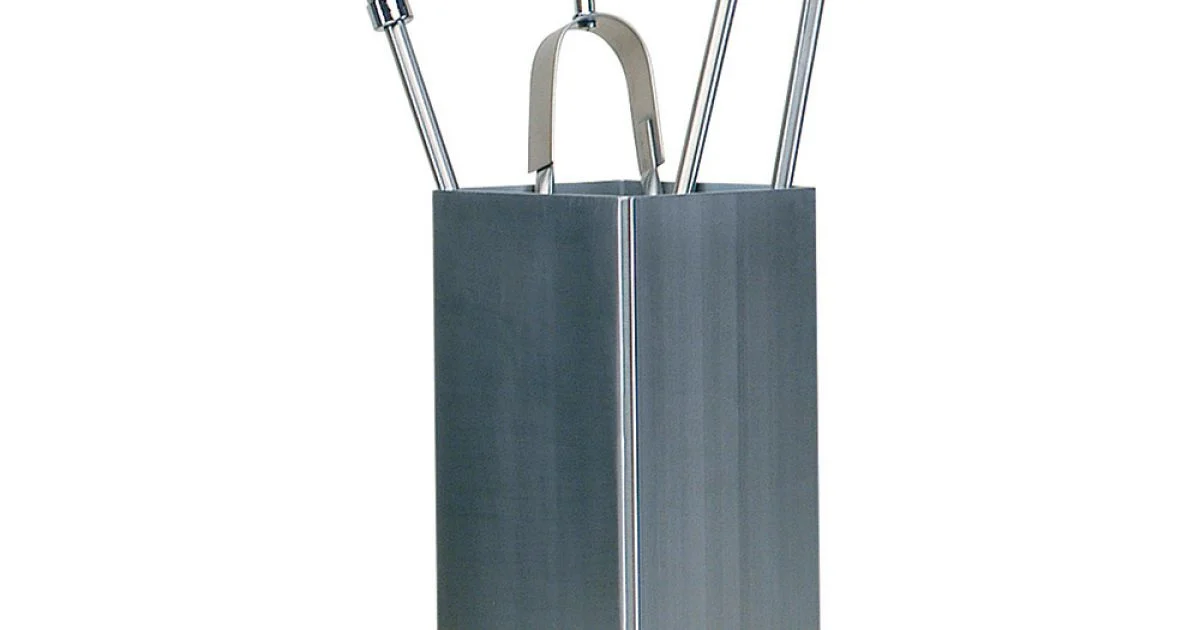 Porta Attrezzi Quadrato in Acciaio Inox e 4 Accessori Made in Italy - Iena