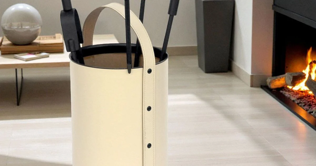 Porta Attrezzi Rotondo in Ecopelle con Manico e 4 Accessori Made in Italy - Piccione