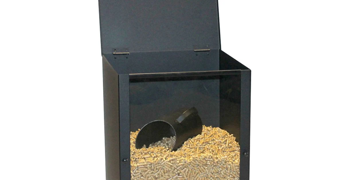 Porta Pellet in Acciaio Verniciato Nero con Plexiglass Made in Italy - Pellicano