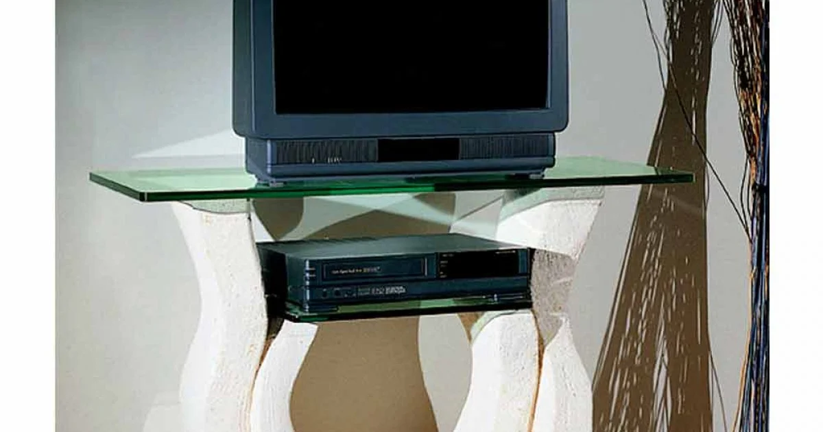 Porta Tv in Pietra di Vicenza e cristallo scolpito a mano Khloe