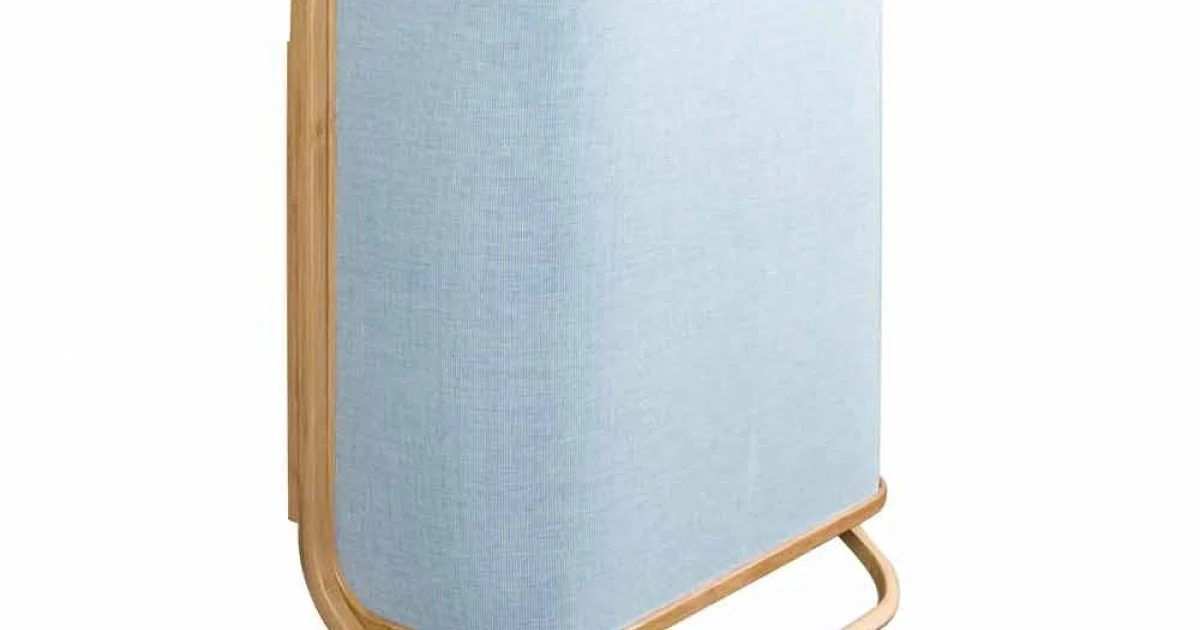 Portabiancheria moderno a parete in tessuto Navy e bamboo Valenza