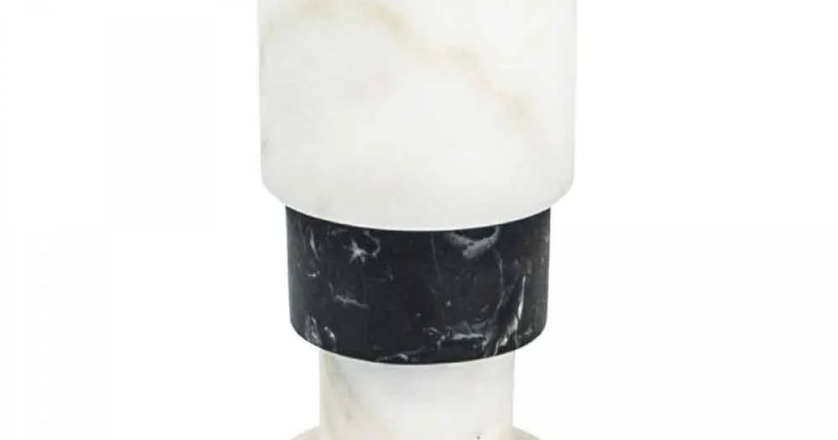 Portacandele Basso Bicolore in Marmo e Ottone Made in Italy - Brett