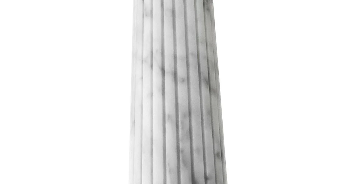 Portacandele in Marmo Bianco di Carrara a Righe e Ottone Made in Italy - Amenia