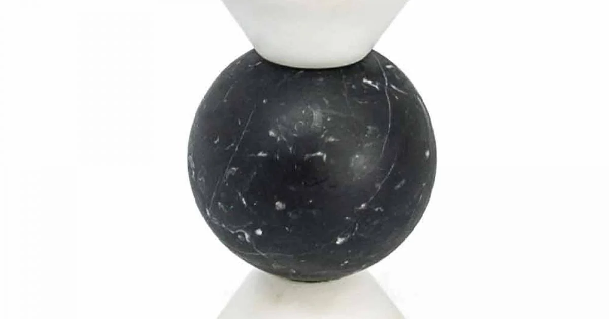 Portacandele in Marmo di Carrara, Marquinia e Ottone Made in Italy - Braxton