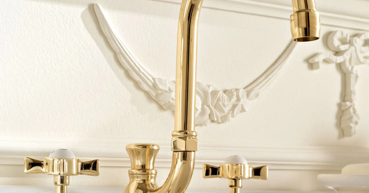 Rubinetteria Lavabo a Bocca Alta Vintage in Ottone Made in Italy – Katerina