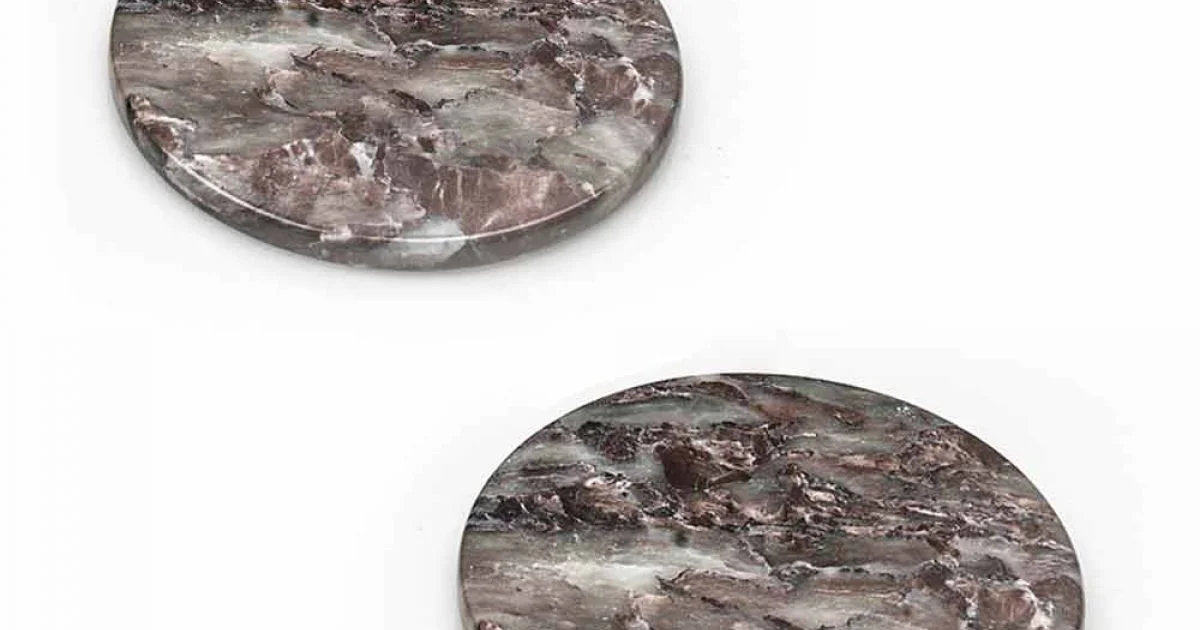 Sottobicchieri moderni in Marmo Colorato Made in Italy, 2 Pezzi - Nessa
