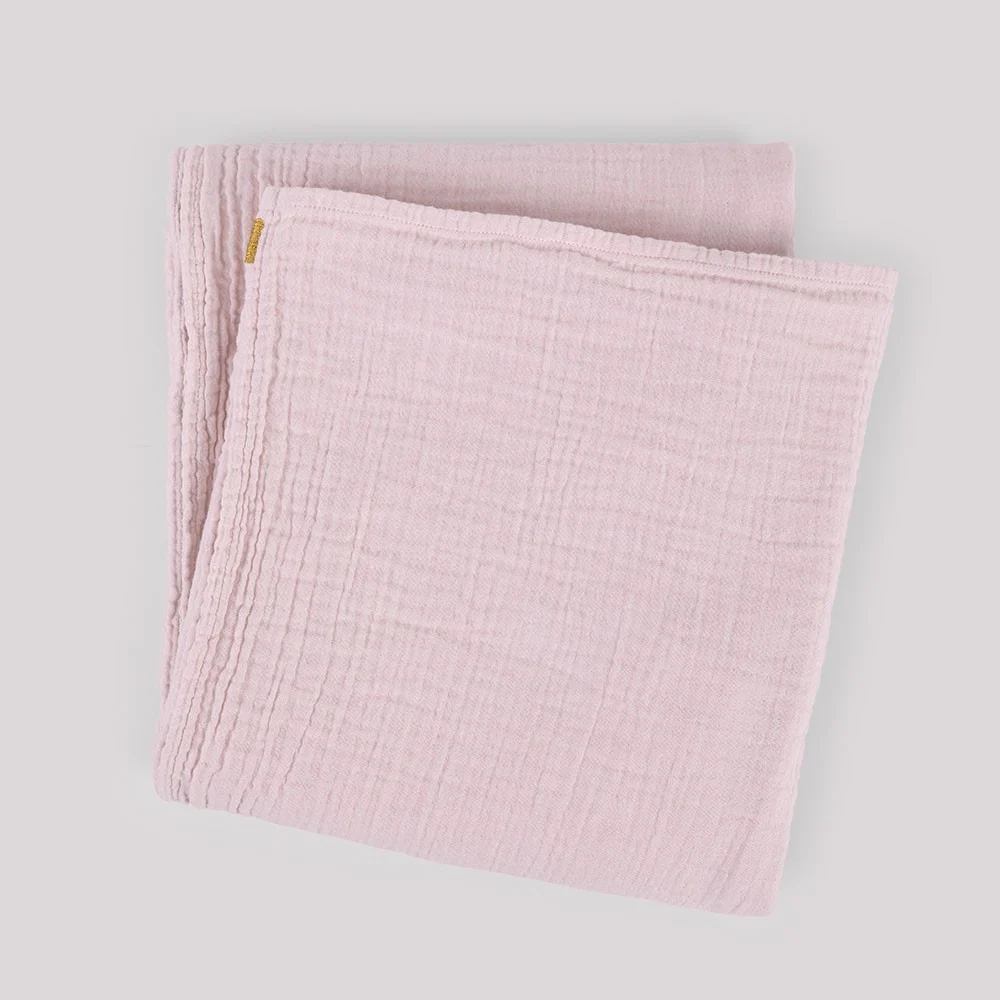 Delicato plaid rosa in garza di cotone doppia