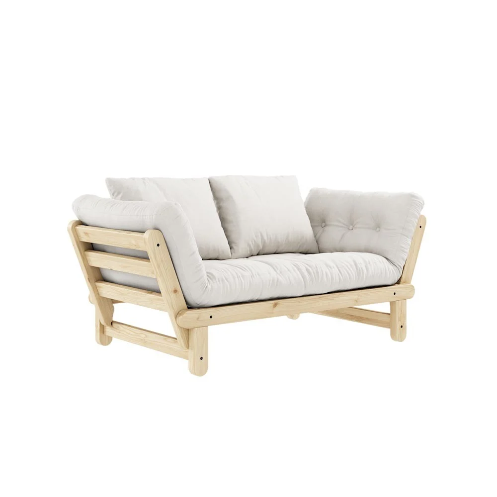 Divano letto Beat di Karup Design in legno naturale con braccioli inclinabili