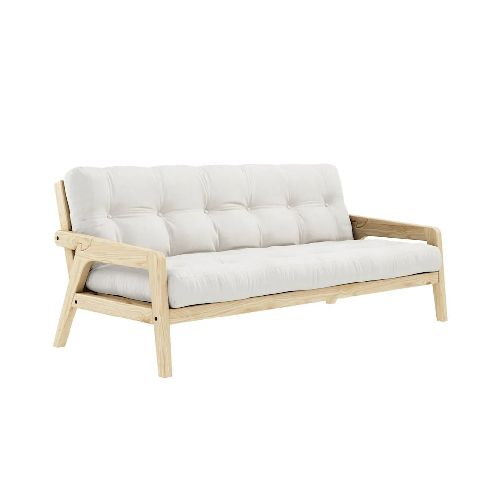 Divano letto Grab di Karup Design in legno di pino naturale con schienale reclinabile