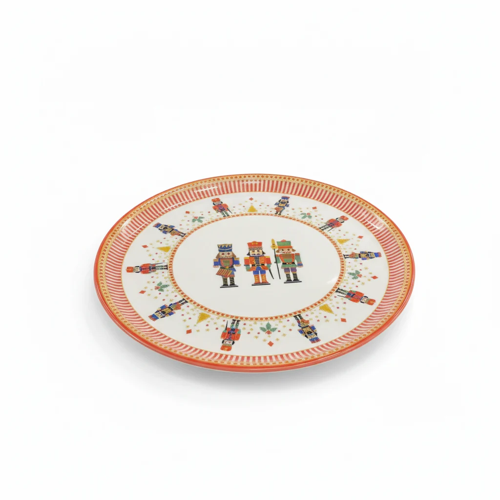 EasyLife Piatto Panettone NutcrackerMas D 31 Cm Soldatini Bianco