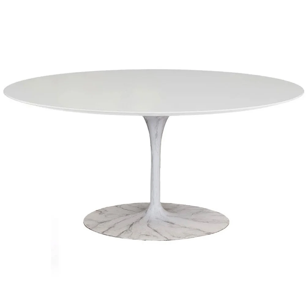 Tavolo OVALE Tulip con base in finitura marmo