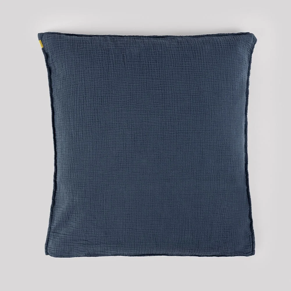 Federa in cotone blu tempesta doppia garza di cotone