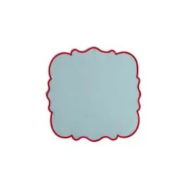 SMERLO SET 4 TOVAGLIOLI AZZURRO 45X45 BORDO ROSSO