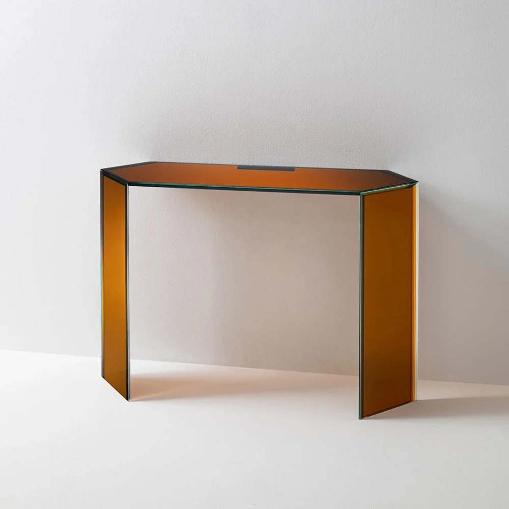 Glas Italia Bisel consolle in cristallo multistrato e multi-cromatico