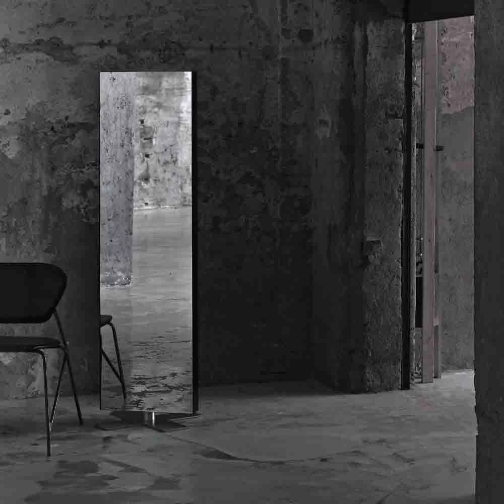 Glas Italia Giano a Stelo specchio bifacciale girevole con fianchi a cristalli laccati lucidi