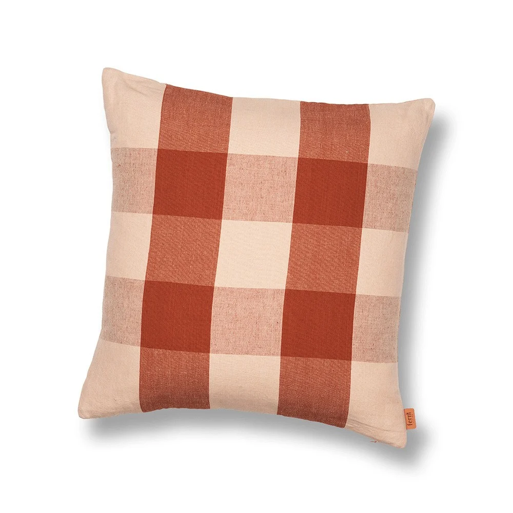 Grande cuscino a quadretti rosso e rosa